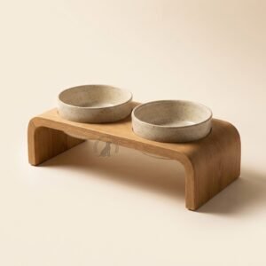 oak elevated double feeder — Reinvention Pet Co.